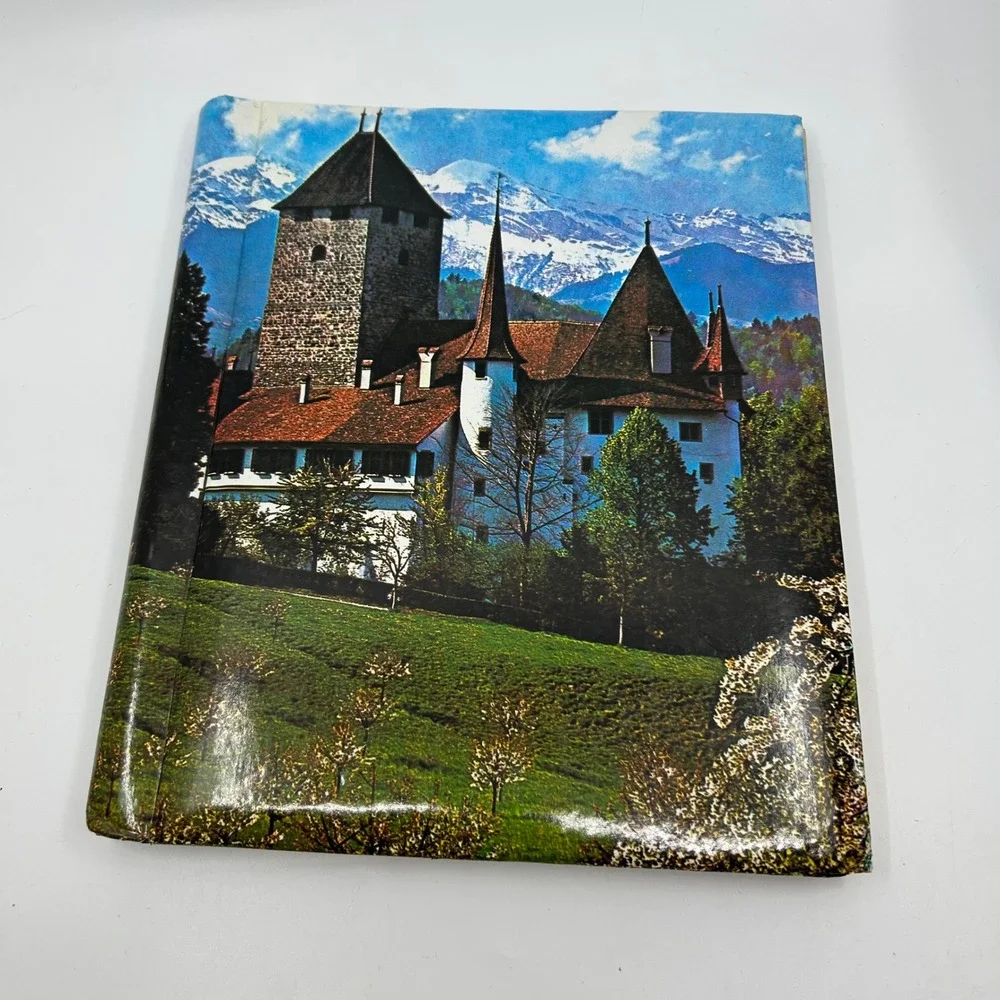 Vintage Castle Paper Photo Album 70s Switzerland Spiez Castle Keepsake Gifting